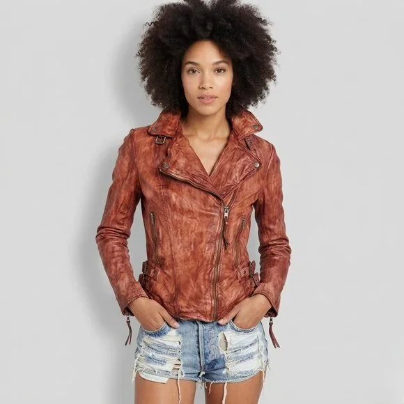 Free People Muubaa Distressed Leather Moto Biker Jacket 4| Indie Coastal Cowgirl - Picture 1 of 16